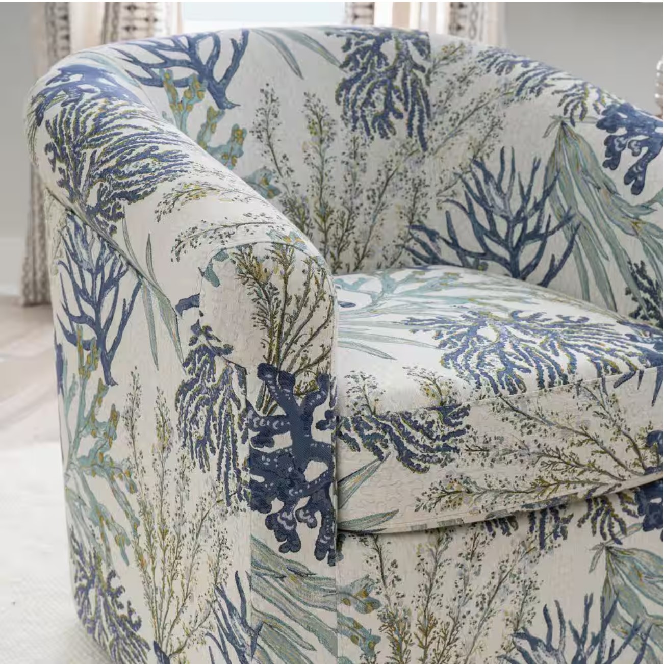 Lonnie Blue Ocean Polyester Club Chair with Swivel